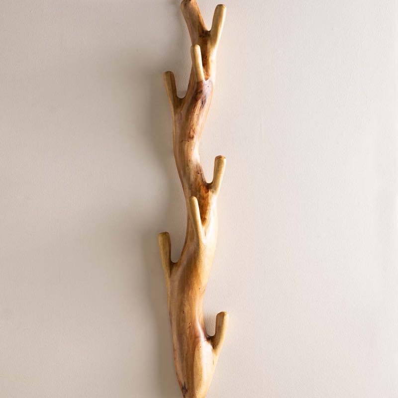 Nature-Inspired Twisted Suar Wood Wall Coat Rack