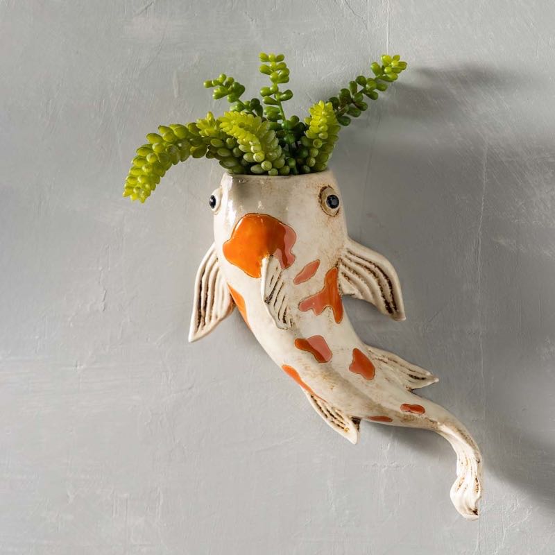 Ceramic Koi Wall Pocket Planter