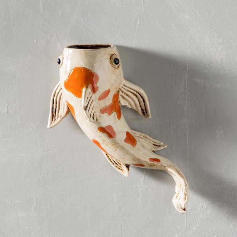 Ceramic Koi Wall Pocket Planter