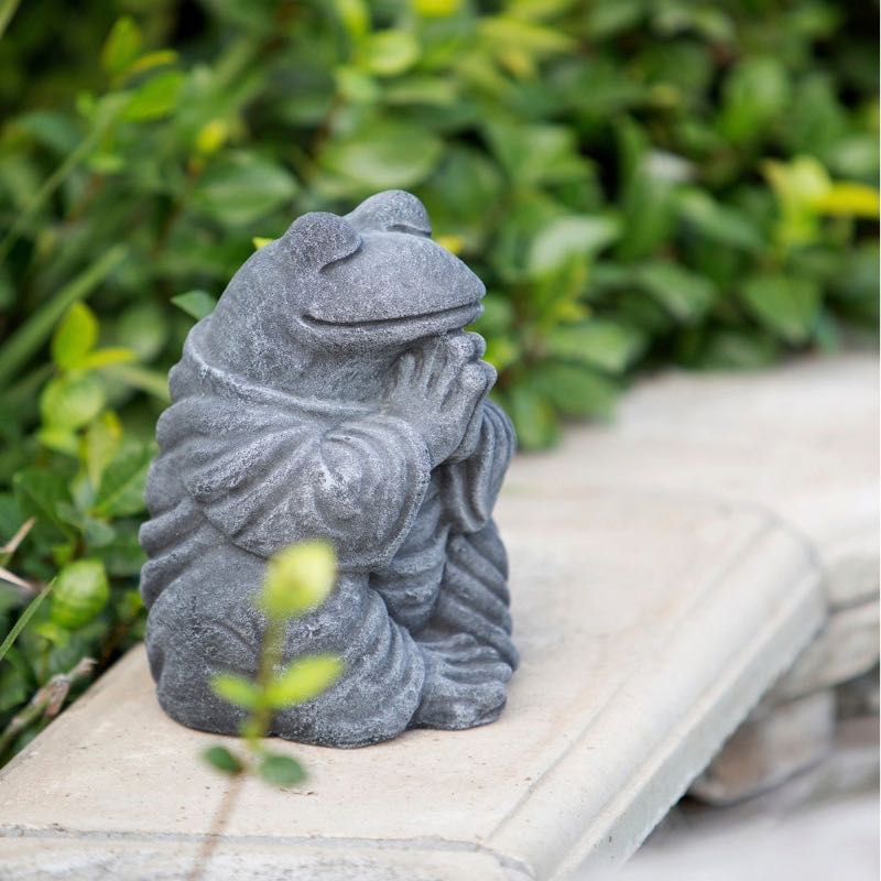 Praying Frog Volcanic Ash Statue