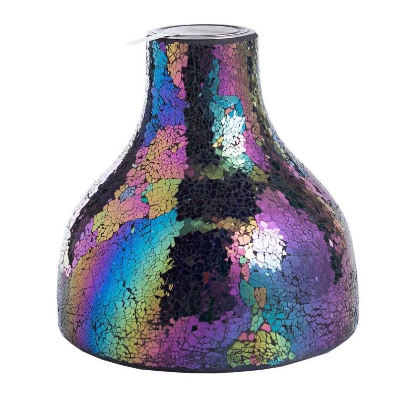 Rainbow Iridescent Glass Mosaic Firepot