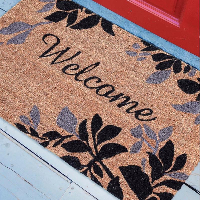 Welcome Foliage Coir Entryway Doormat