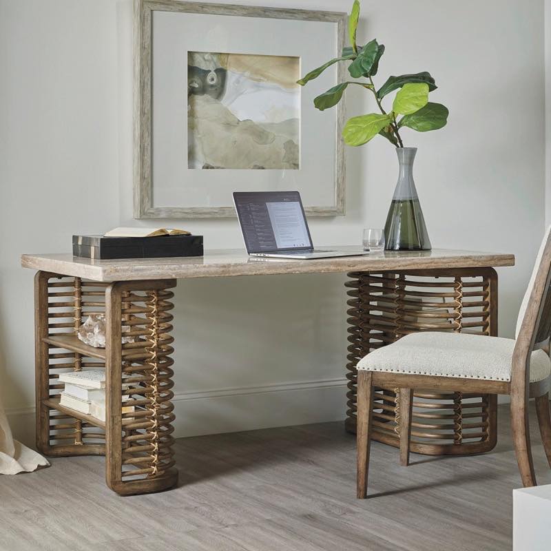 Baja Desk with Rattan Shelves