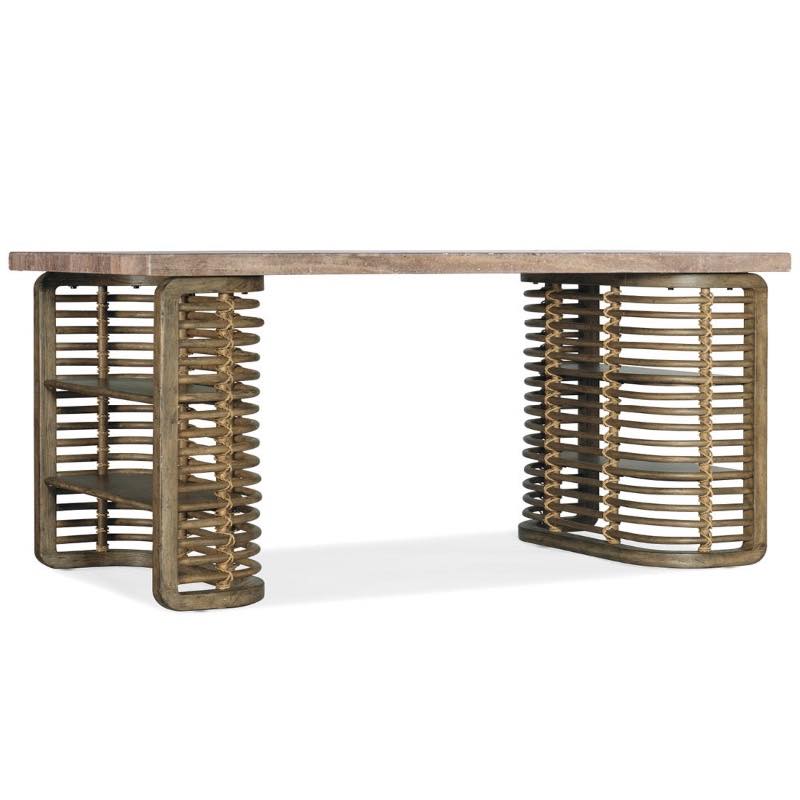 Baja Desk with Rattan Shelves