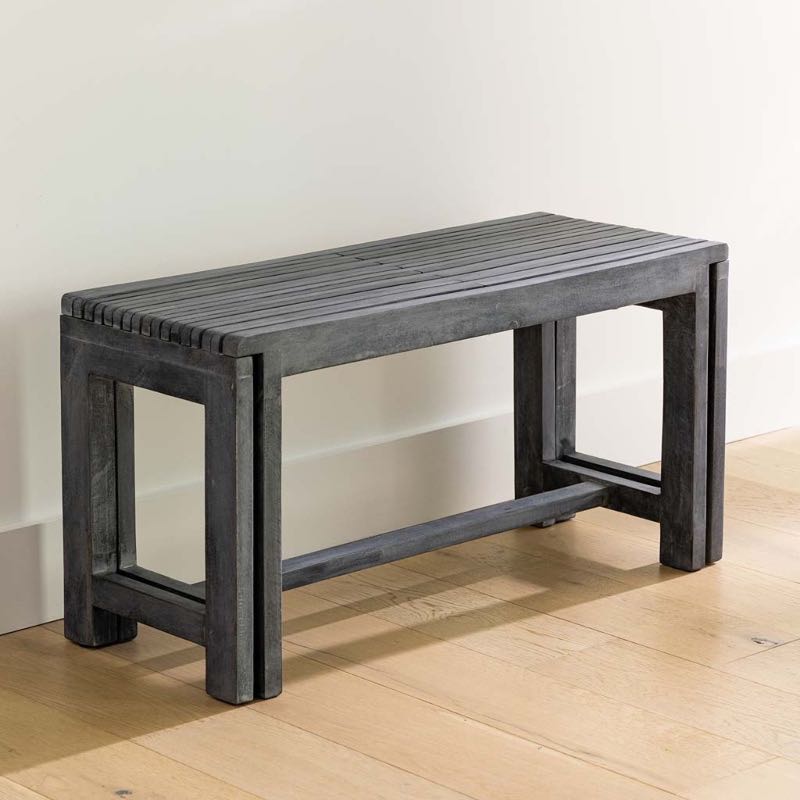 Extendable Slatted Charcoal Mango Wood Bench