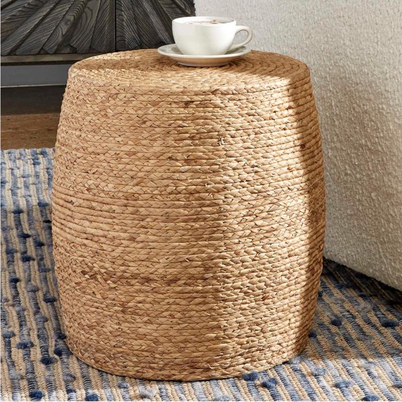 Resort Straw Wrap Accent Stool