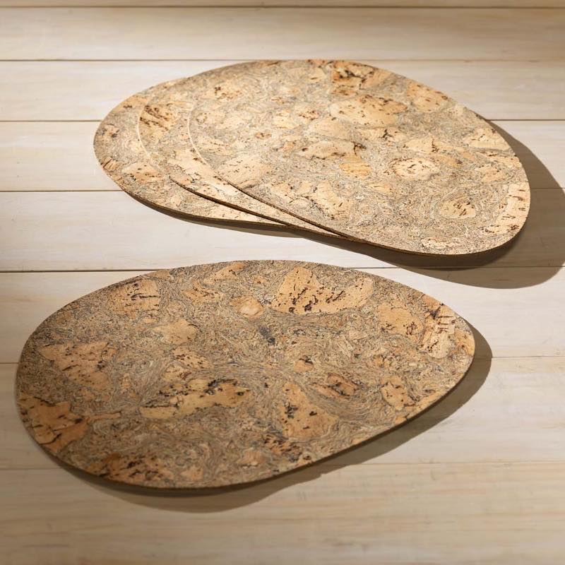 Portuguese Cork Egg-Shaped Placemats, Set of 4