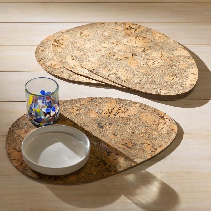 Portuguese Cork Egg-Shaped Placemats, Set of 4