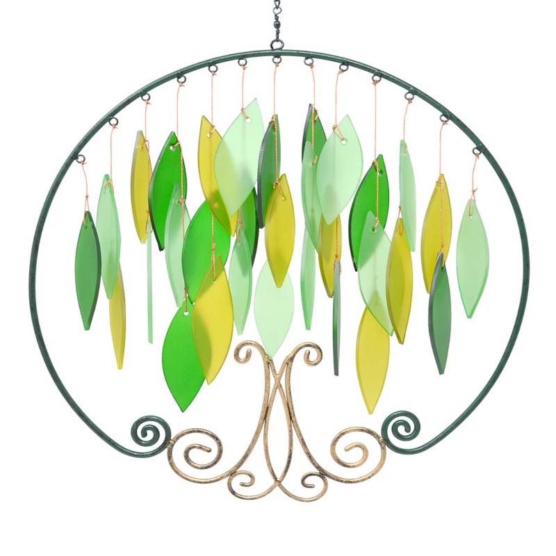 Handcrafted Metal and Glass Tree of Life Wind Chime