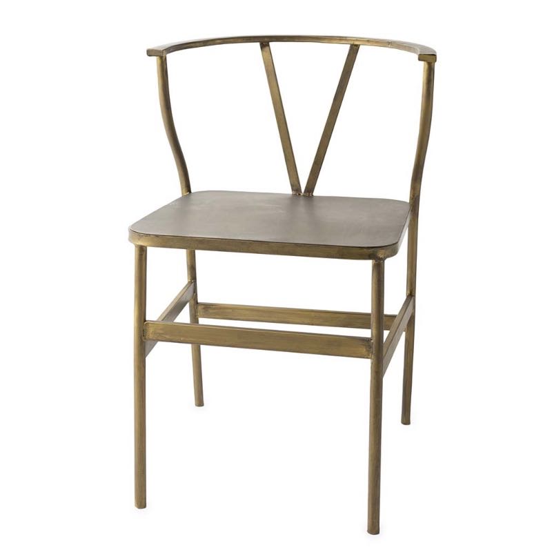 Antique Brass Wishbone Accent Chair