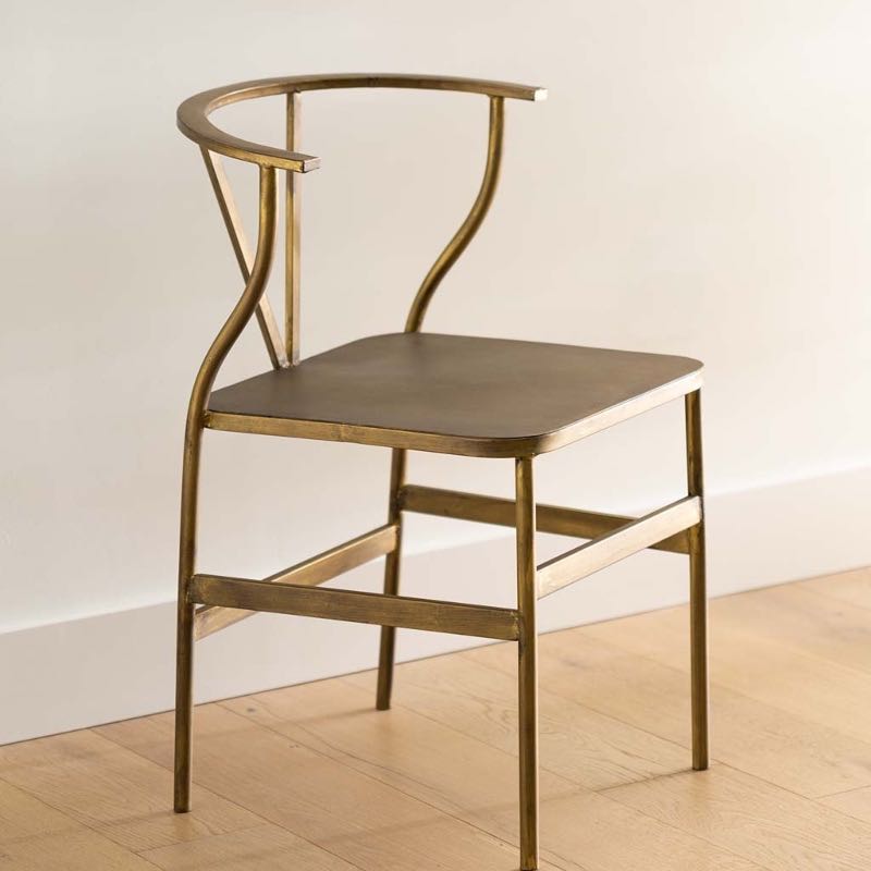 Antique Brass Wishbone Accent Chair