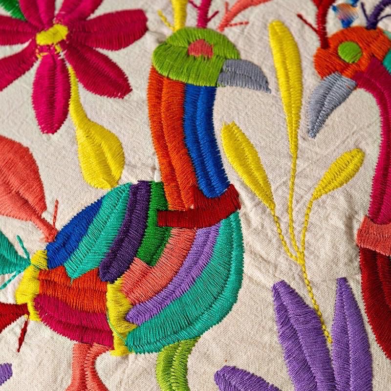 Otomi Mexican Embroidered Bird Stitched Pillow Cover