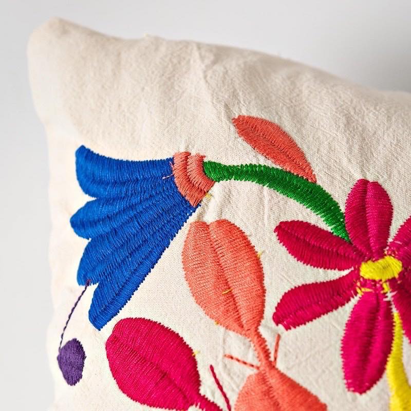 Otomi Mexican Embroidered Bird Stitched Pillow Cover