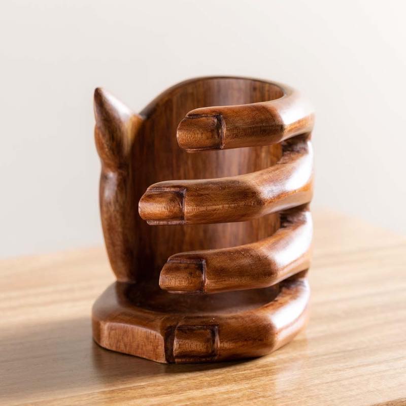 Artisan Carved Hand Wine Bottle Holder