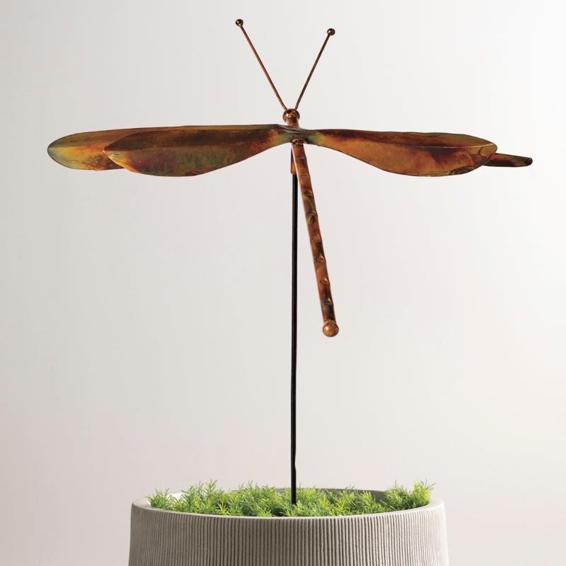 Copper-Finish Dragonfly Garden Stake