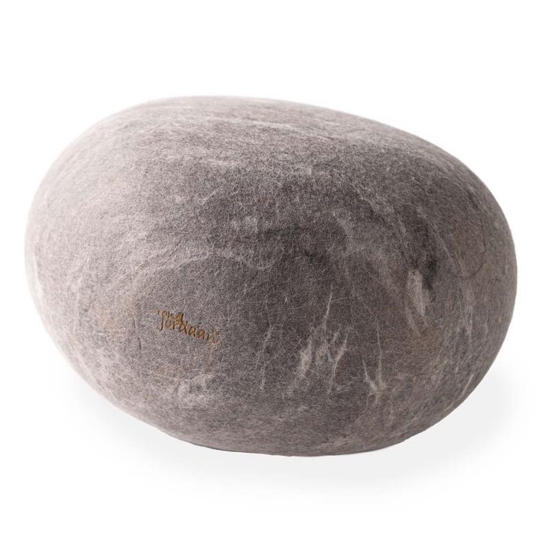 Small Felted Merino Wool Stone Pouf, Dark Gray