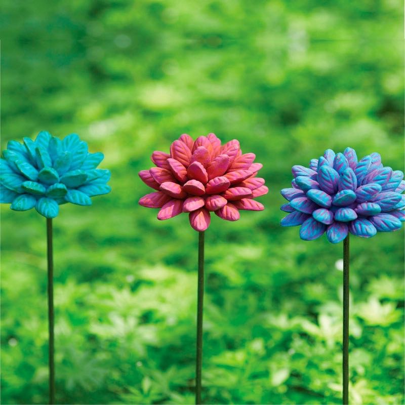 Terracotta Flower Stakes, Set of 3