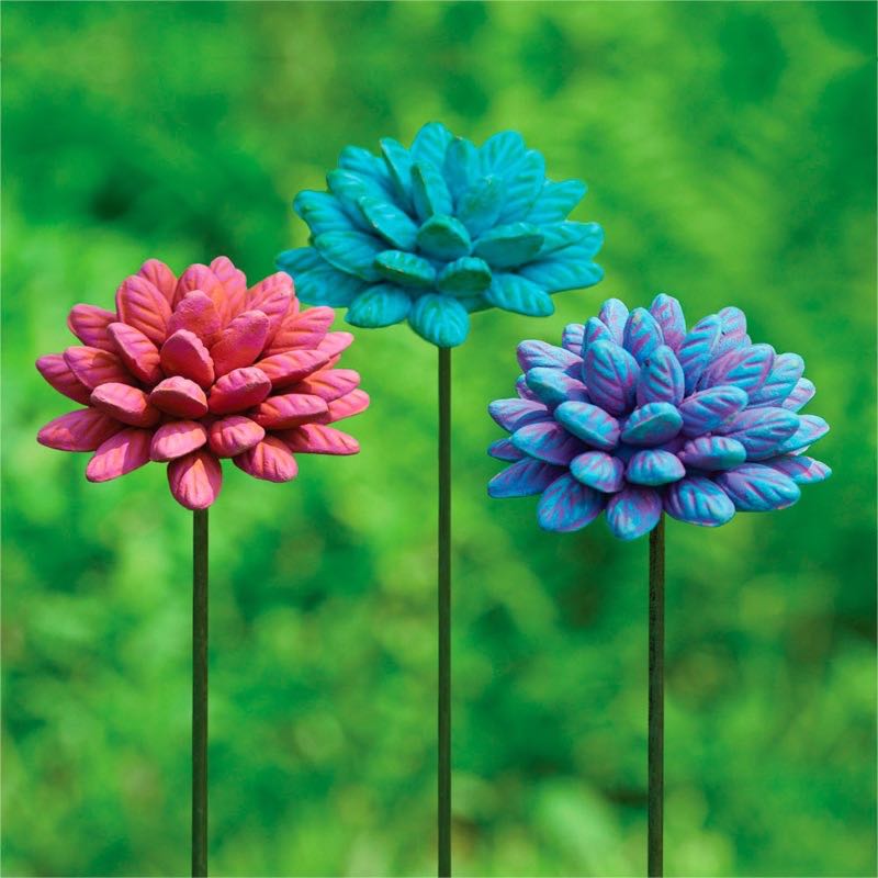 Terracotta Flower Stakes, Set of 3