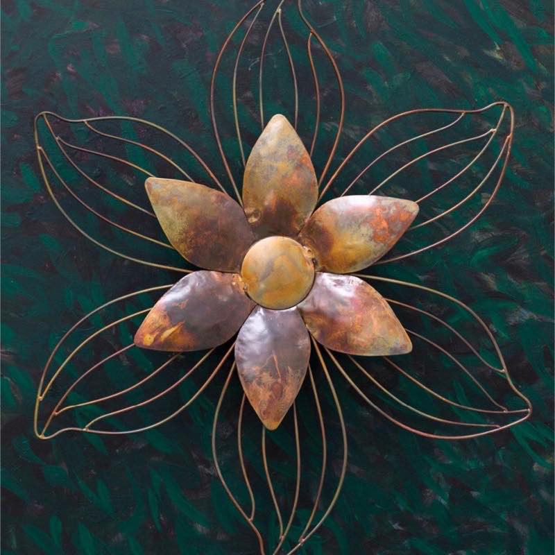 Copper Flamed Open Petal Flower Wall Decor