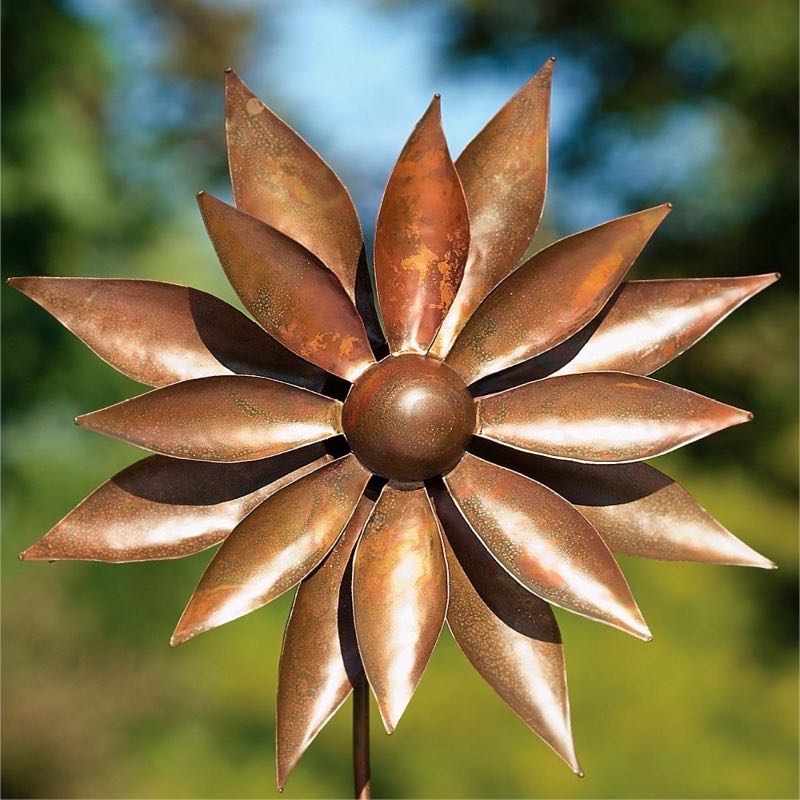 Copper Flamed Dahlia Spinner/ Stake