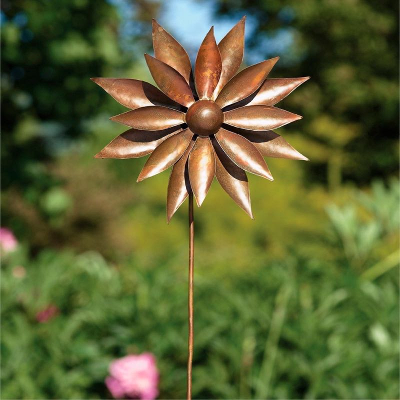 Copper Flamed Dahlia Spinner/ Stake