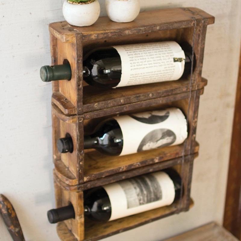 Wall Mounted Repurposed Brick Mold Wine Rack