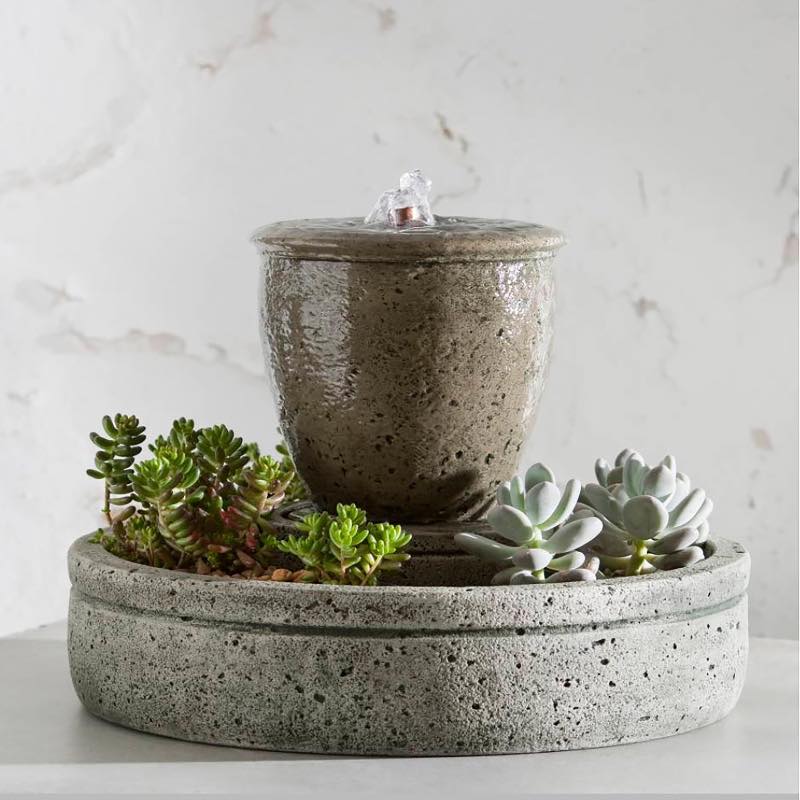 Rustic Spa Tabletop Fountain w/ Planter