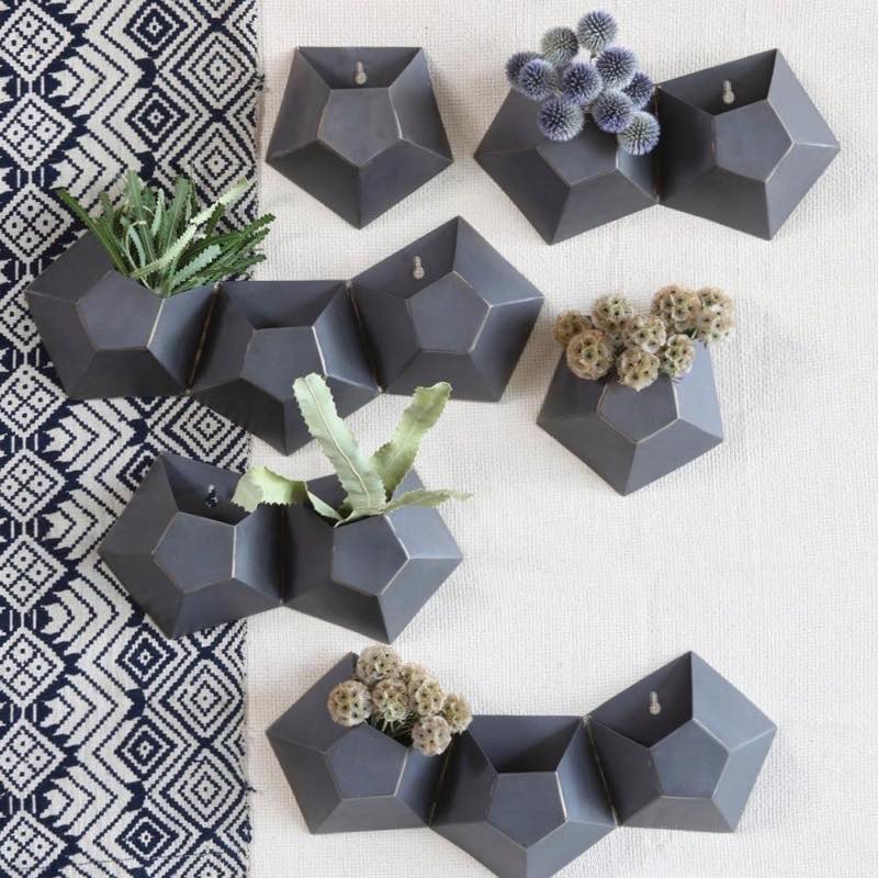 Double Hexagonal Iron Wall Vase