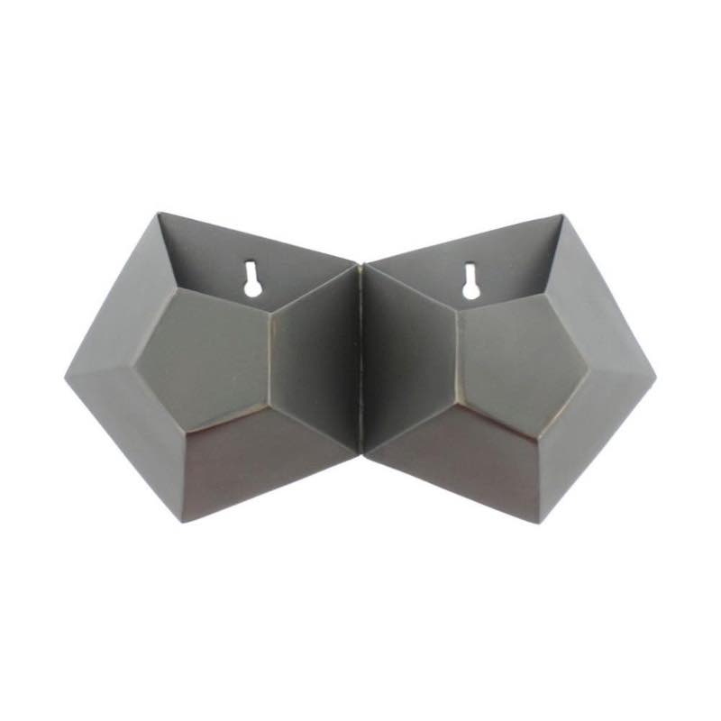 Double Hexagonal Iron Wall Vase