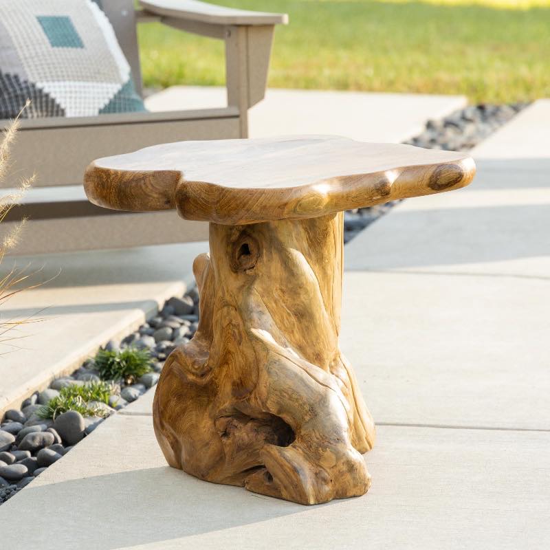 Handcrafted Teak Mushroom Accent Table