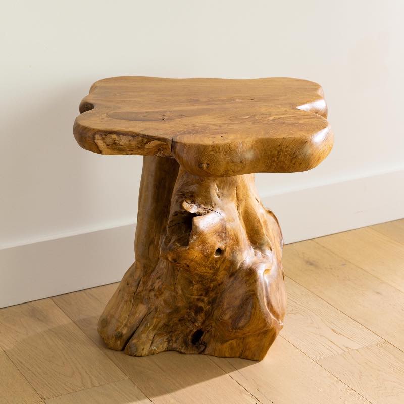 Handcrafted Teak Mushroom Accent Table