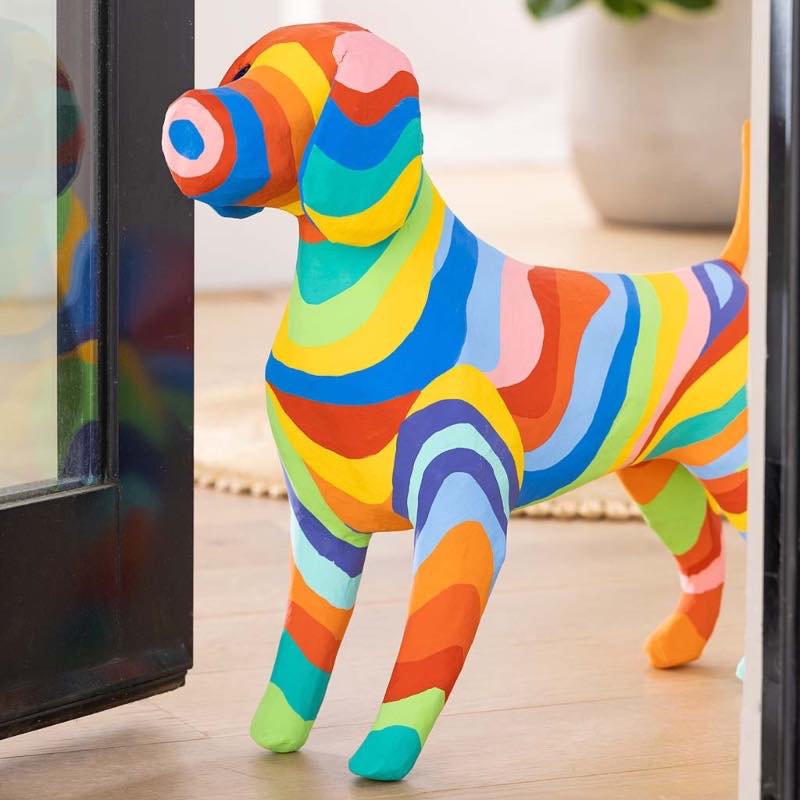 Rainbow Paper Mache Beagle Dog