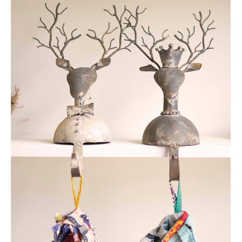 Metal Deer Stocking Holders, Set of 2