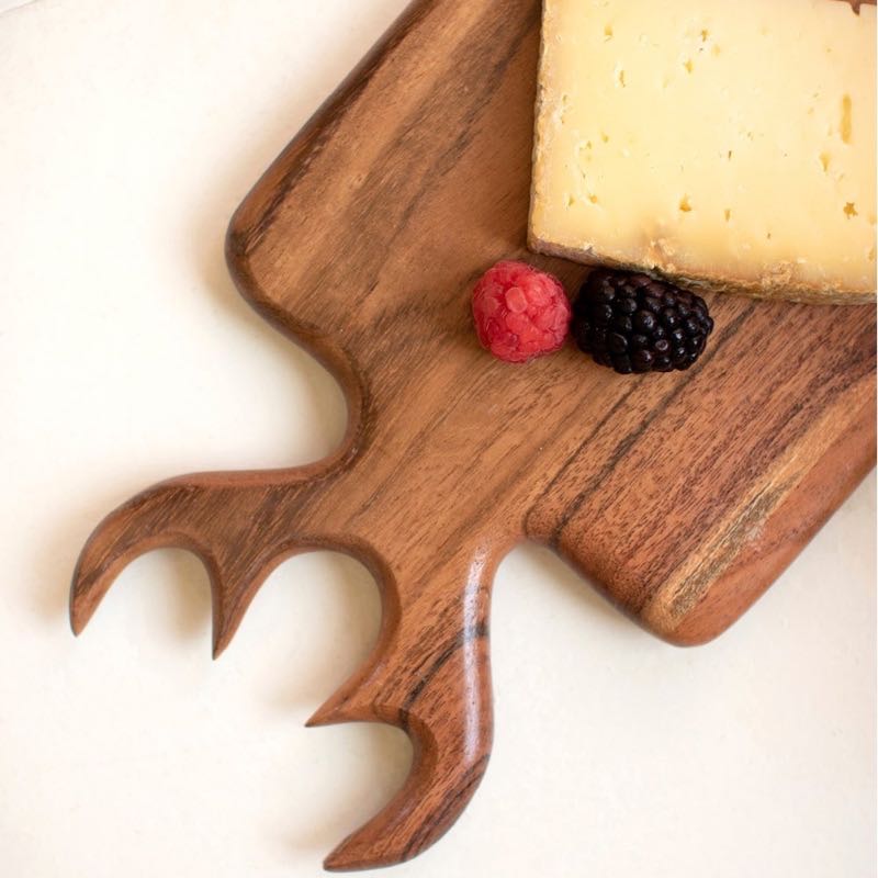 Acacia Wood Deer Antler Cutting Board