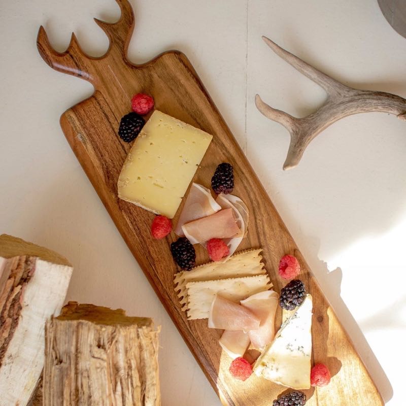 Acacia Wood Deer Antler Cutting Board