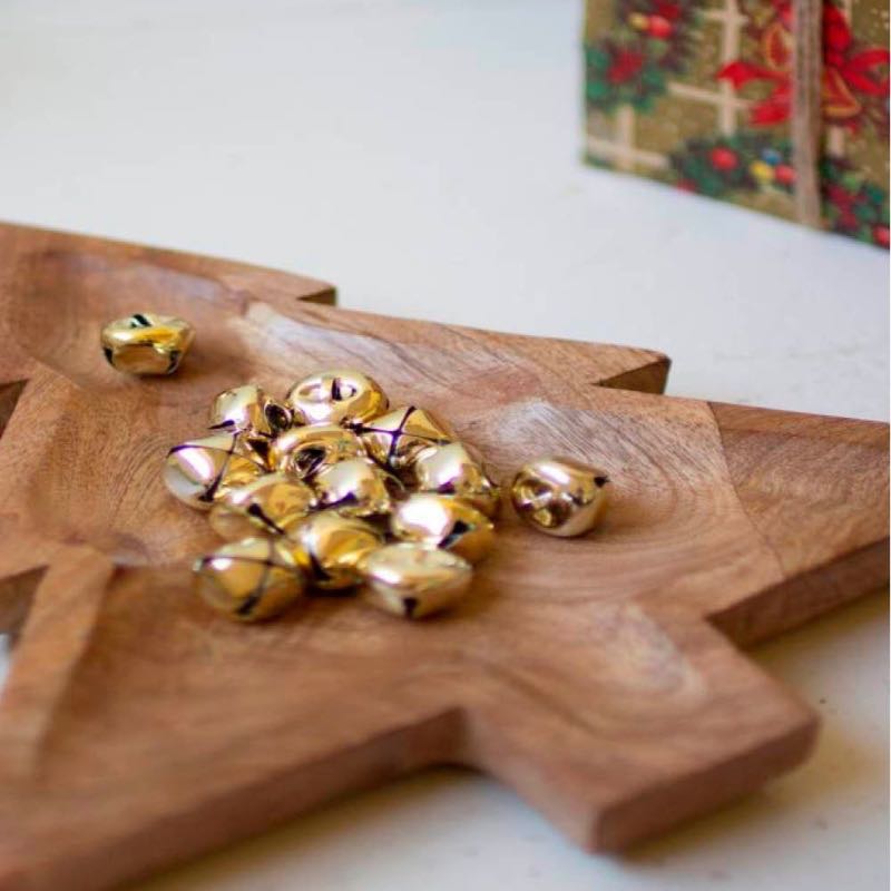 Carved Wood Christmas Tree Platter