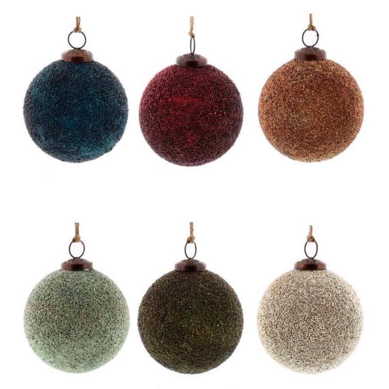 Crystalized Glass Beaded Ornaments, Set of 6