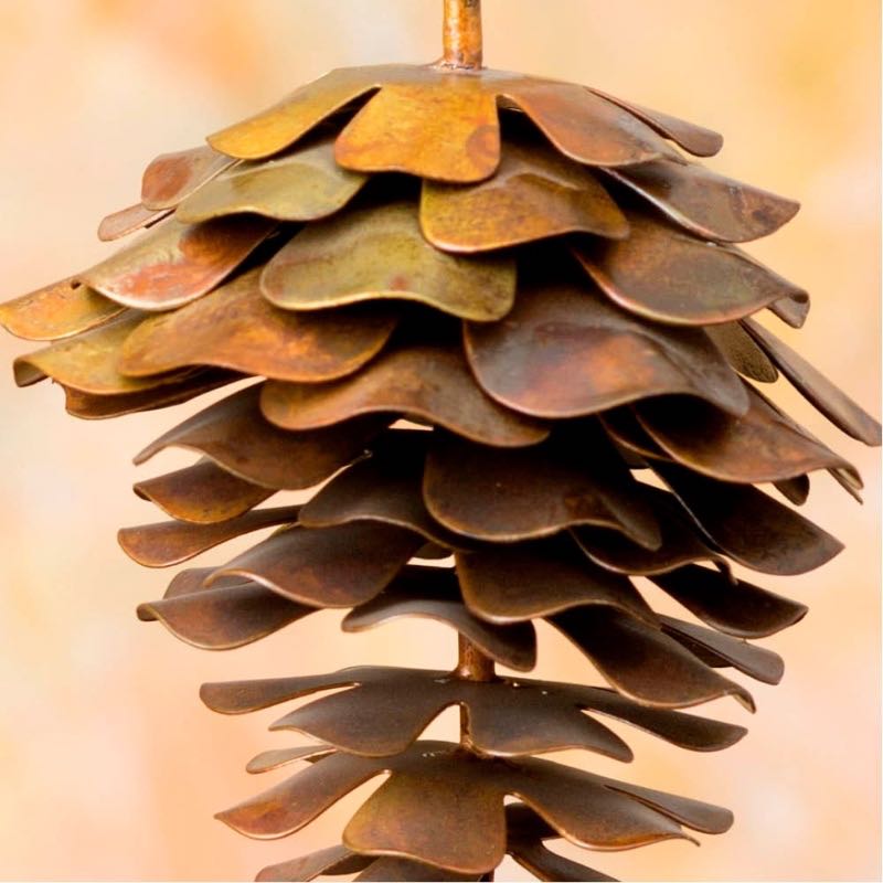 Flamed Metal Pinecone with Bell Ornament