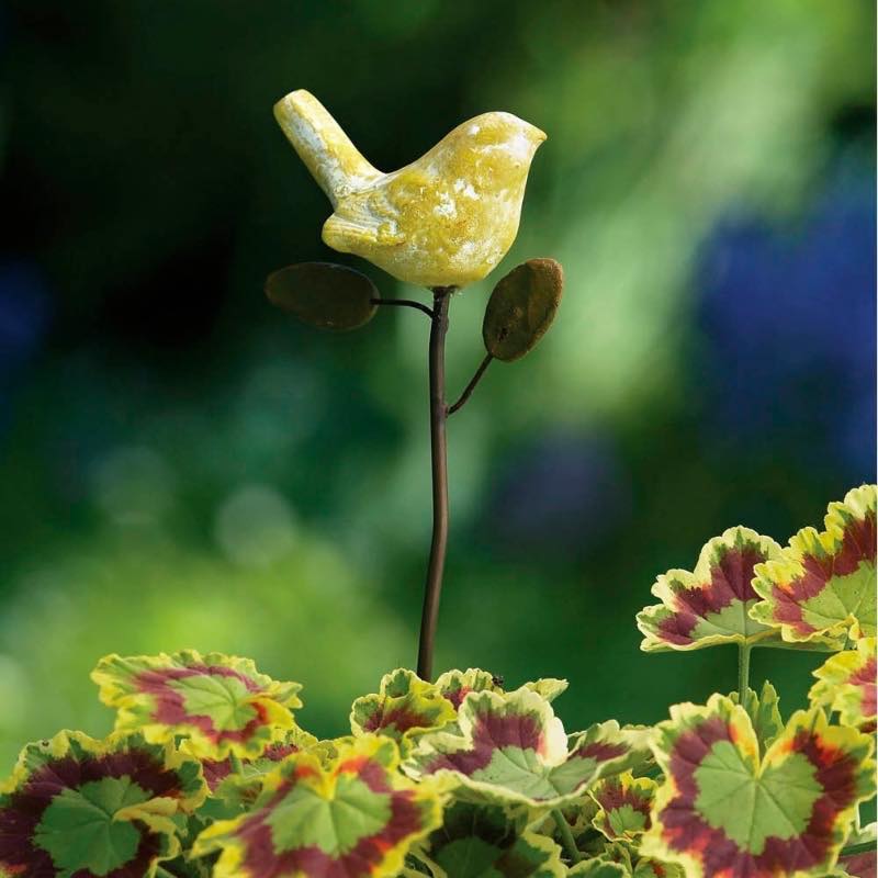 Terracotta Yellow Bird Plant Pick