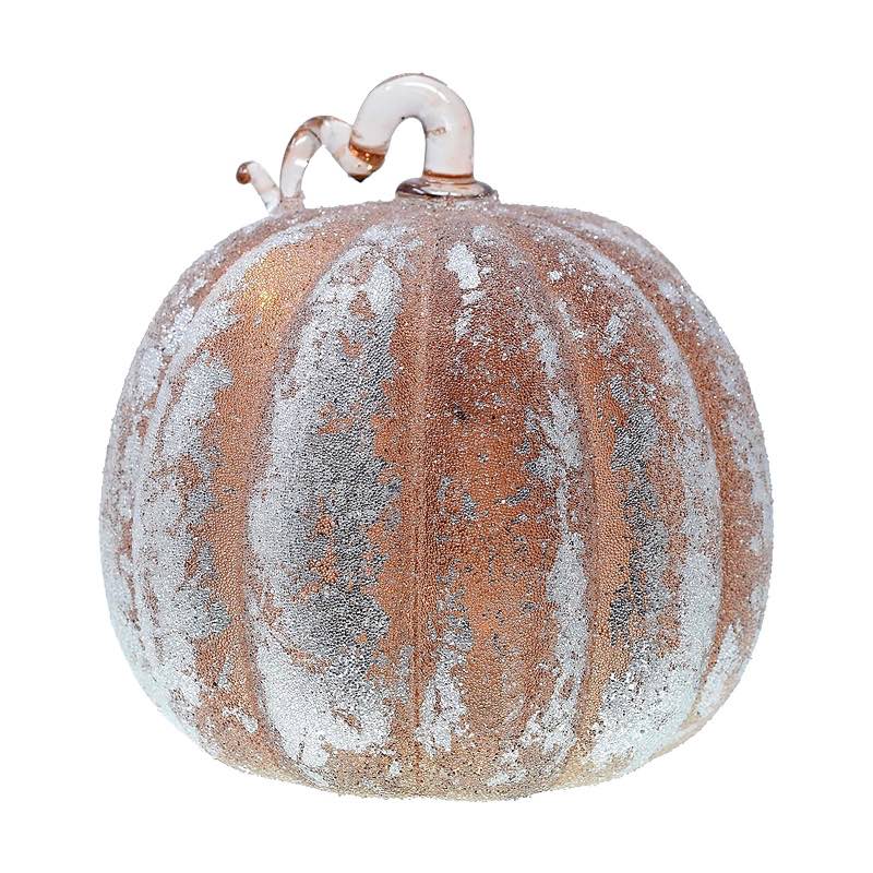 Large Frosted LED Pumpkin in Taupe