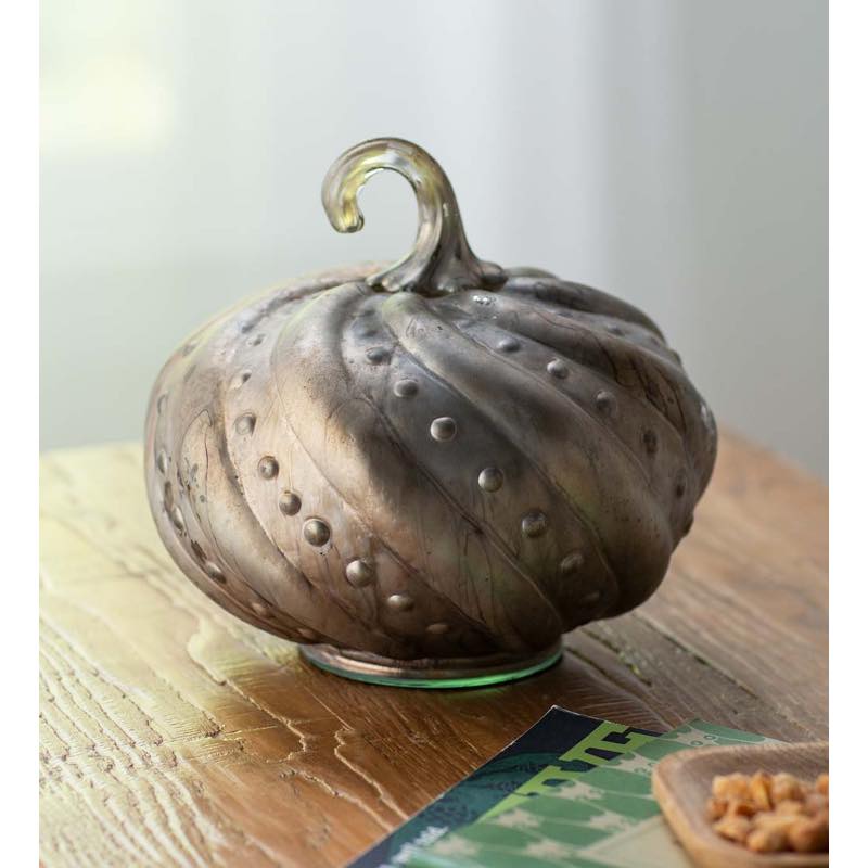 Silver-Bronze Glass Pumpkin