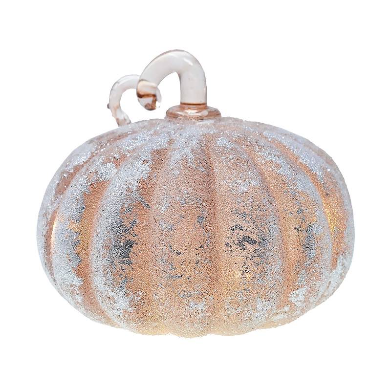 Small Frosted LED Pumpkin in Taupe