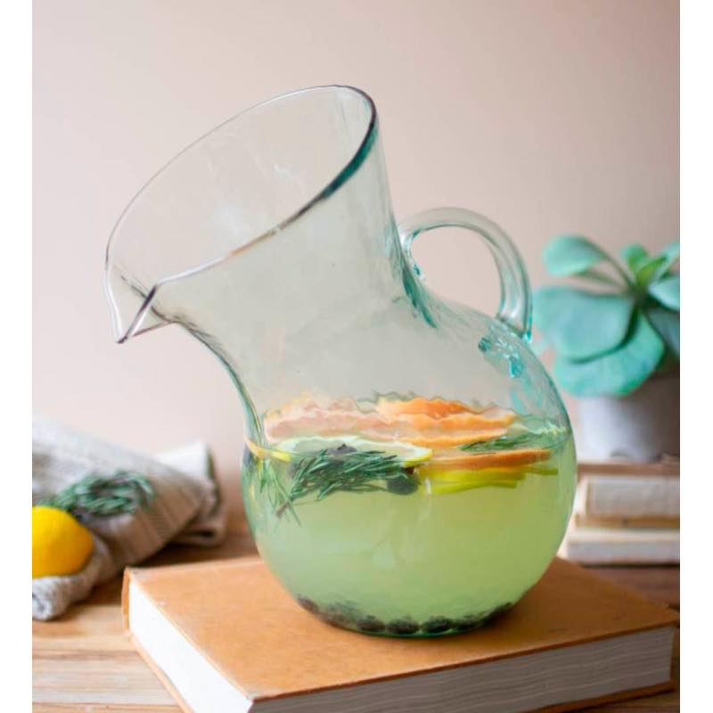 Large Recycled Glass-Tilted Pitcher