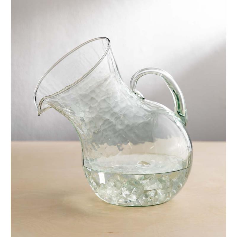 Large Recycled Glass-Tilted Pitcher