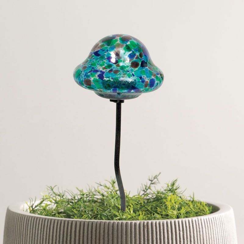 Solar-Powered Blue Mushroom Garden Stake