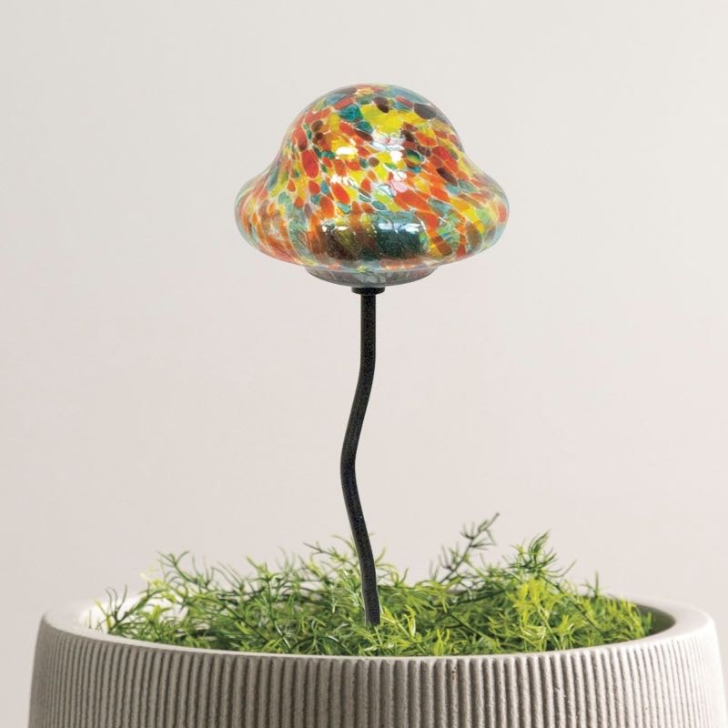 Solar-Powered Yellow Mushroom Garden Stake