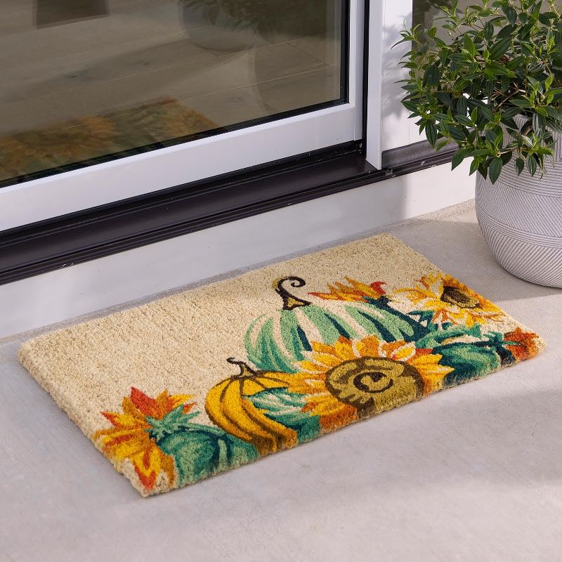 Blue and Orange Pumpkins Coir Doormat