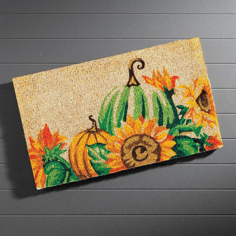 Blue and Orange Pumpkins Coir Doormat