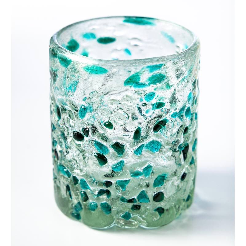 Blue Frost Confetti Recycled Tumbler Glasses, Set of 4