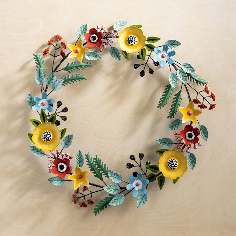 Indoor/Outdoor Floral and Berry Metal Wreath